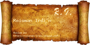Reisman Irén névjegykártya